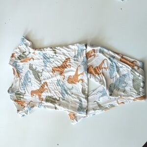 EUC CUTE Pink Chicken bamboo dinosaur pajamas pajama set pants short sleeve top